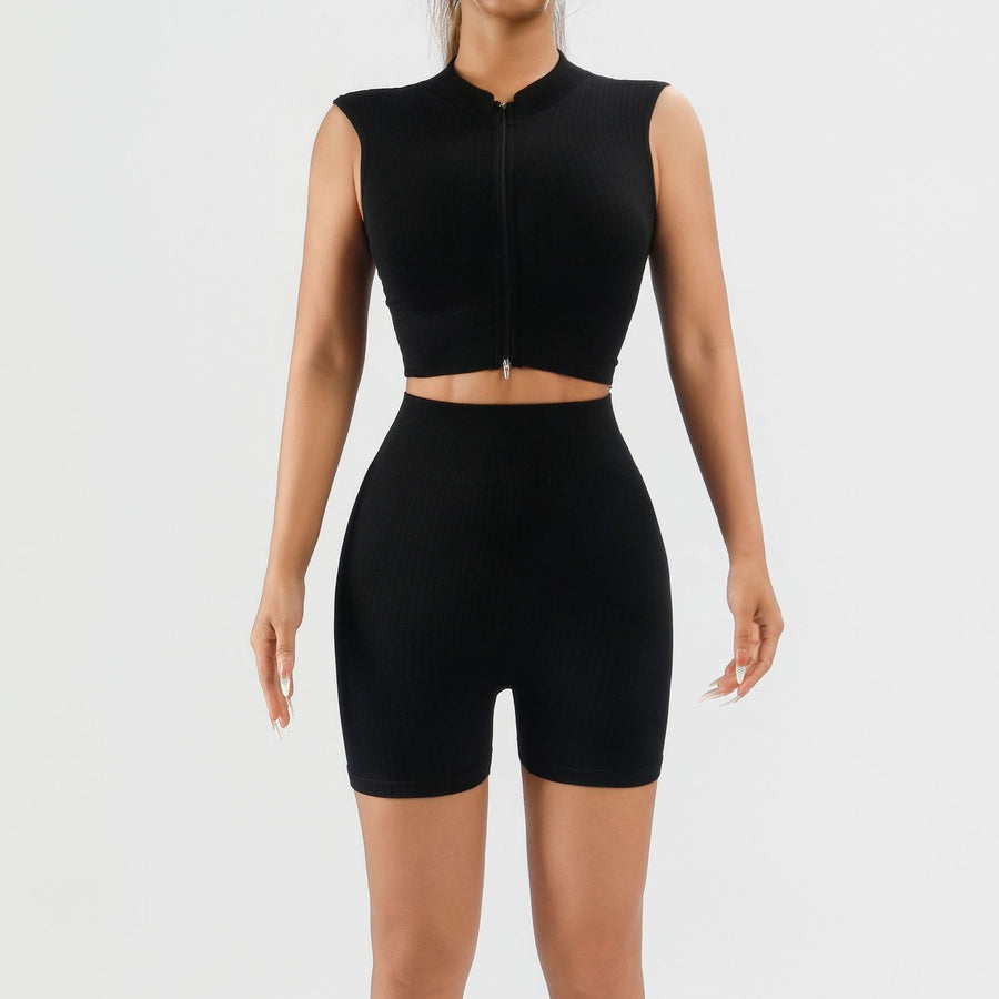 Women's 2-Piece Workout Set, Sports Tank and Tummy Control High Waisted Shorts