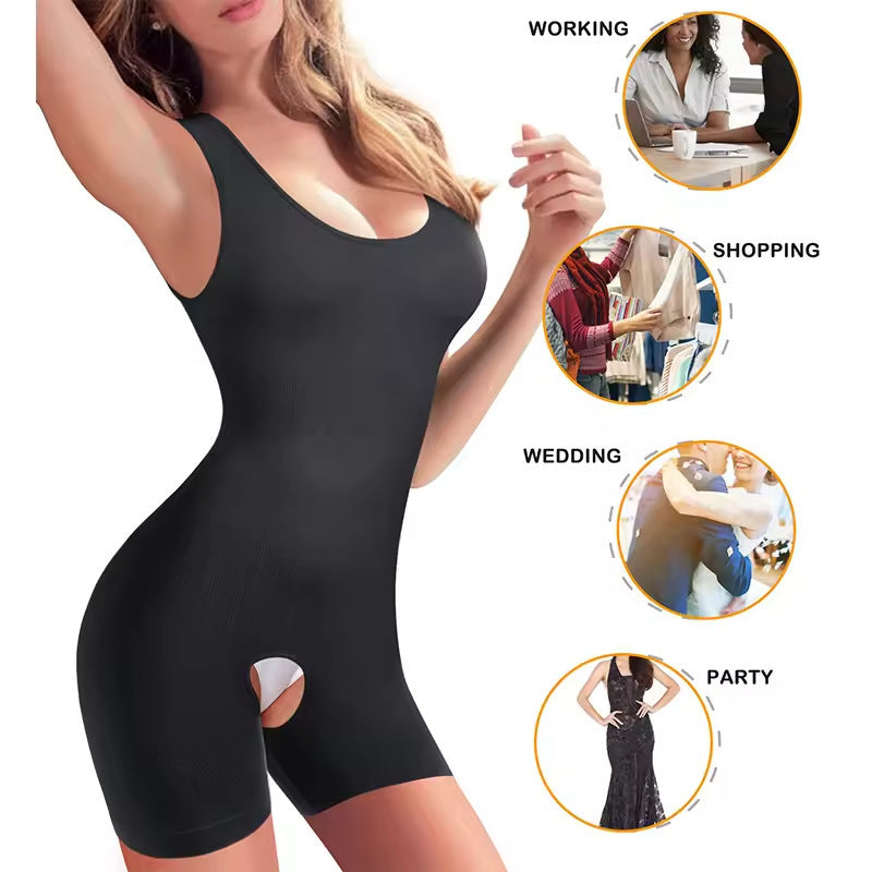 Plus Size Seamless Camisole Shapewear Bodysuit, Tummy Control Body Shaper