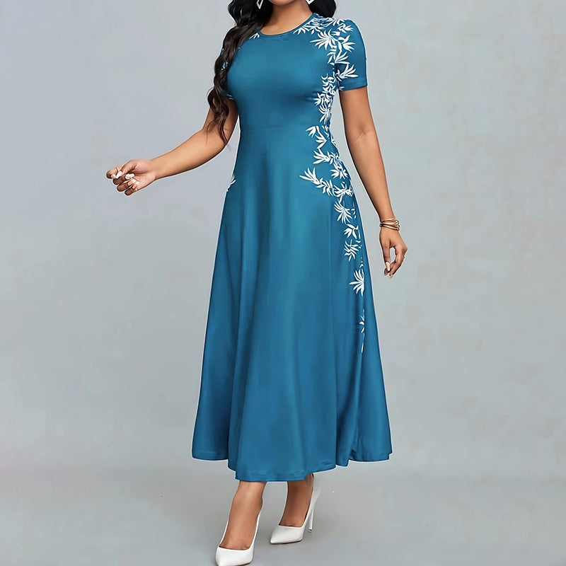 Women's Elegant Empire Waist Short Sleeve Flowy Maxi Bridesmaid Dress