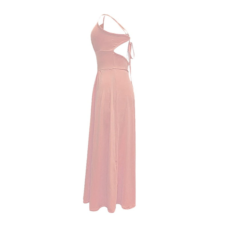 Women's Deep V Neck Backless High Slit Maxi Evening Dress Spaghetti Strap Long Gown