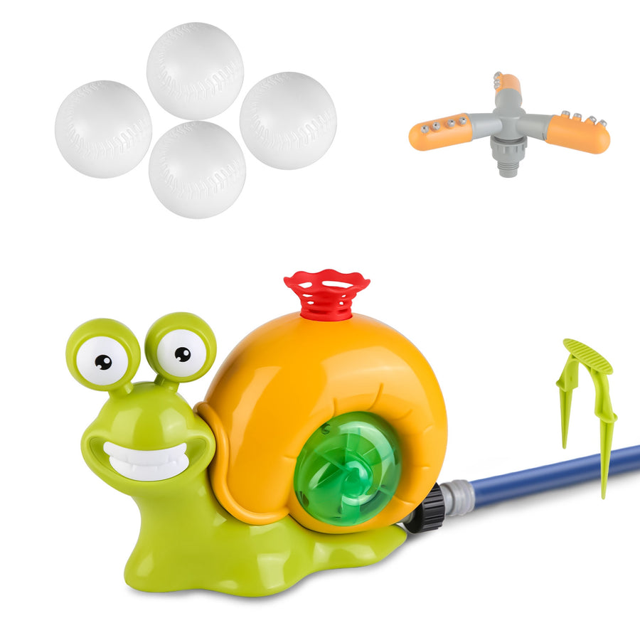 2-in-1 Snail Water Sprinkler Baseball Toy – 360° Spray, Ages 4–8