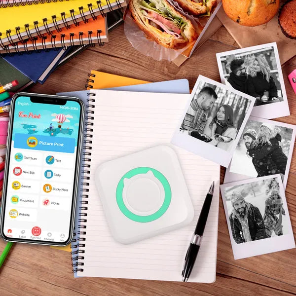 Pocket Mini Thermal Printer - Wireless Inkless Sticker & Photo Printer for Journals, Notes & Labels