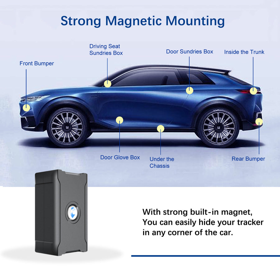 Magnetic Hidden 4G GPS Tracker for Car - Real-Time Anti-Theft Vehicle Tracker, 6000mAh (Subscription Required)
