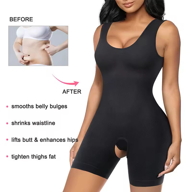 Plus Size Seamless Camisole Shapewear Bodysuit, Tummy Control Body Shaper