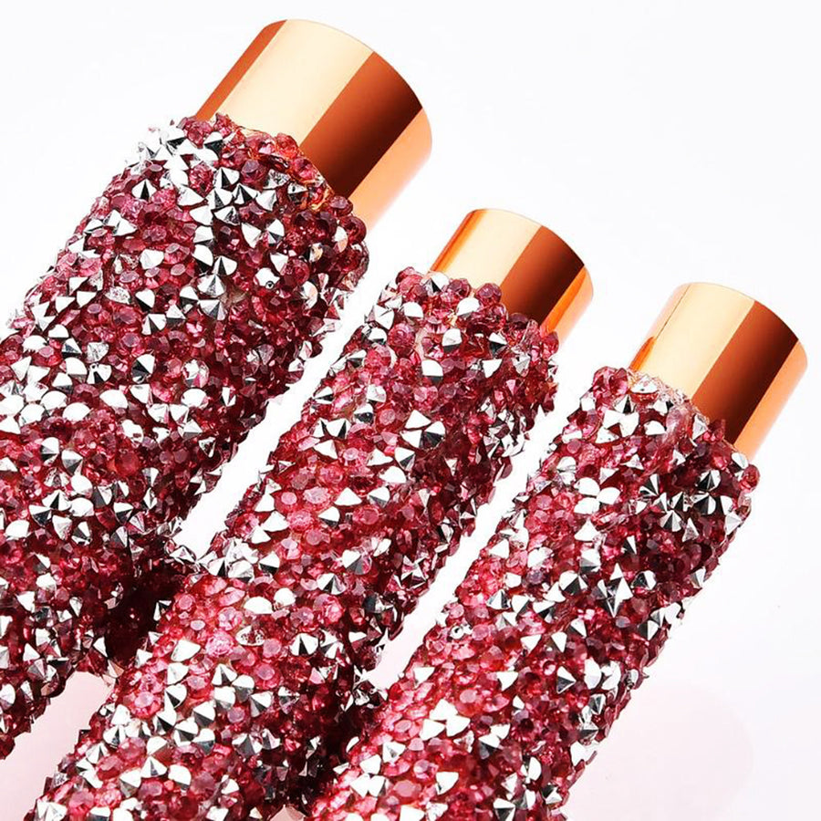 10-Piece Luxury Crystal Handle Makeup Brush Set with Pouch