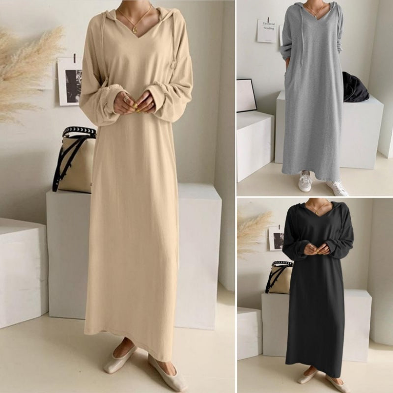 Women's Cozy Long Sleeve Shirt Collar Sweater Maxi Dress for Fall and Winter