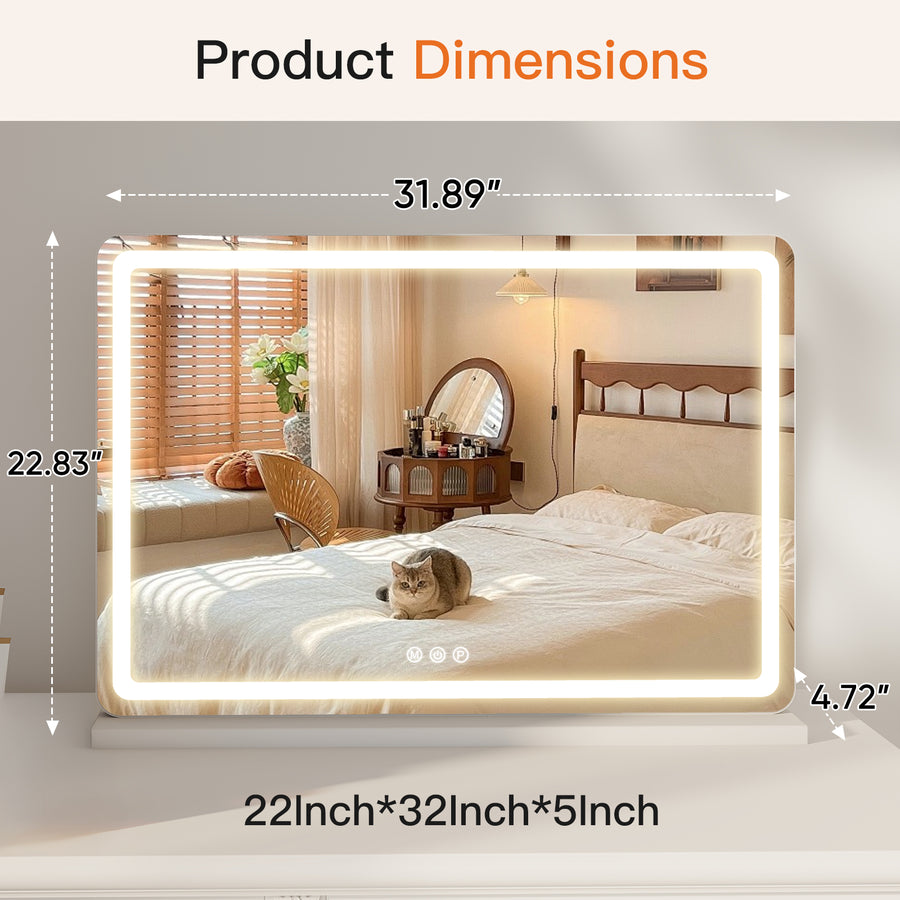 Hollywood LED Vanity Makeup Mirror with Dimmable 3 Color Modes & Touch Control