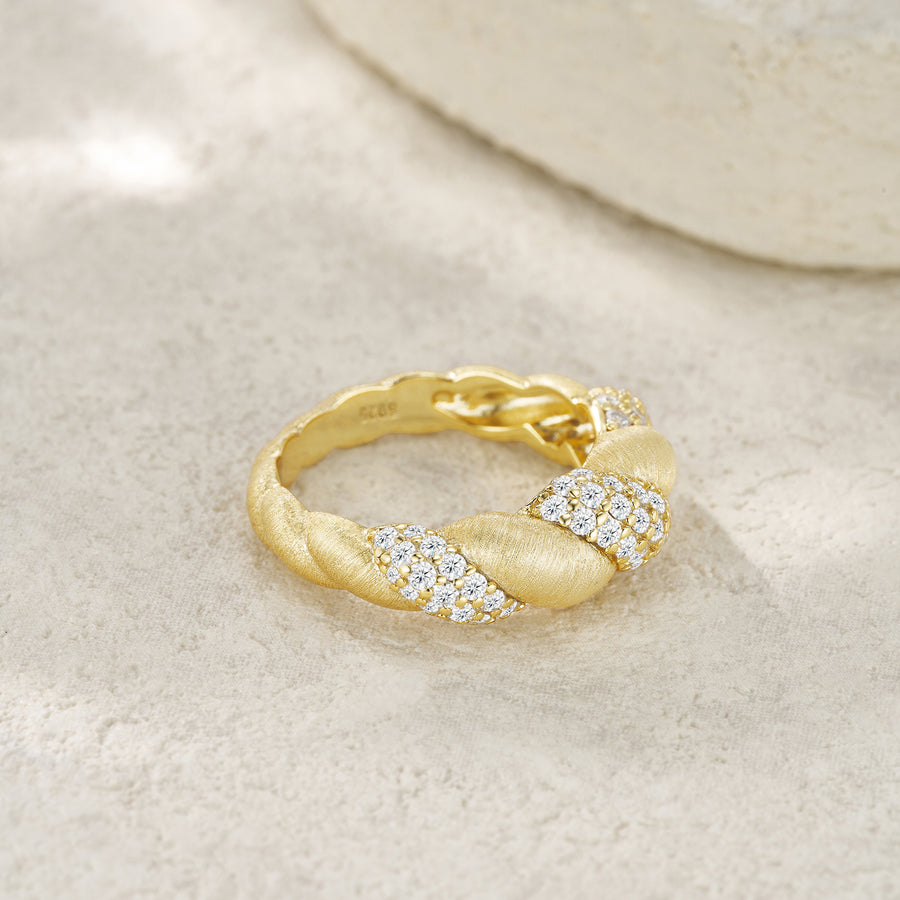 Vine Moissanite Wedding Band S925 Sterling Silver Gold-Plated Bridal Ring