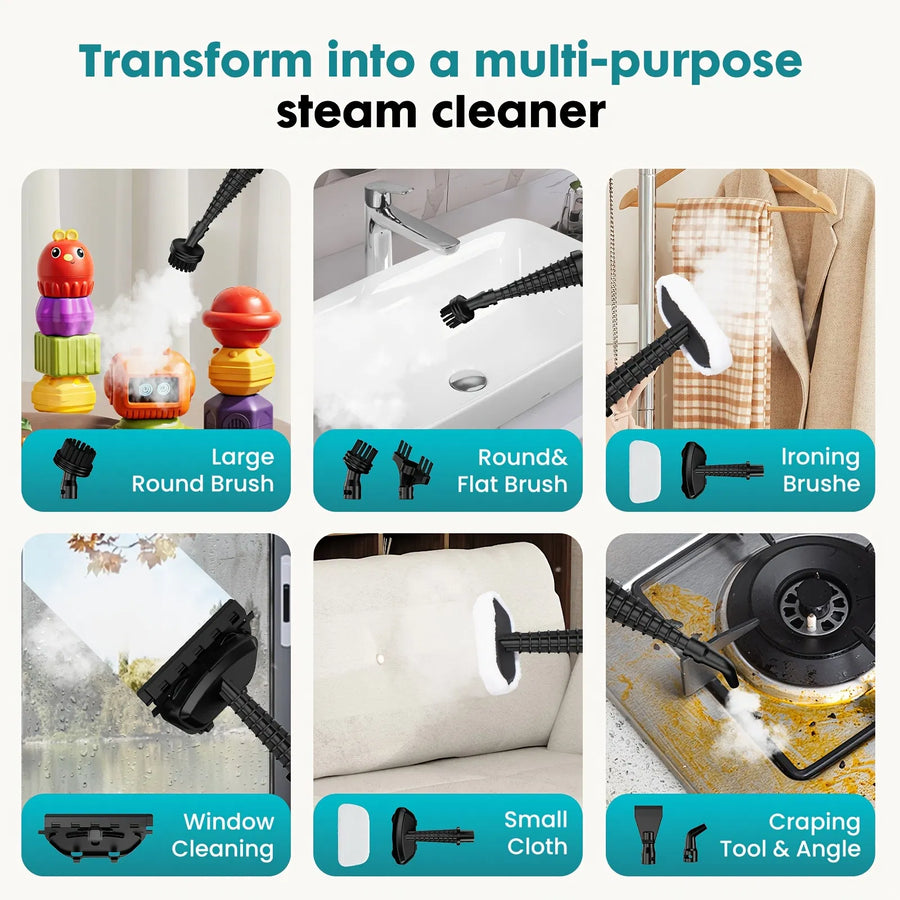 10-in-1 Steam Mop 1550W - Detachable Handheld Steam Cleaner for Hardwood, Tile & Carpet