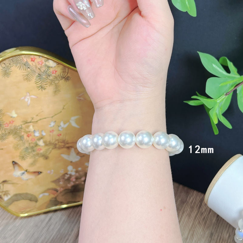 Classic Faux Pearl Stretch Bracelet for Women Stackable Beaded Bracelet 4-10mm