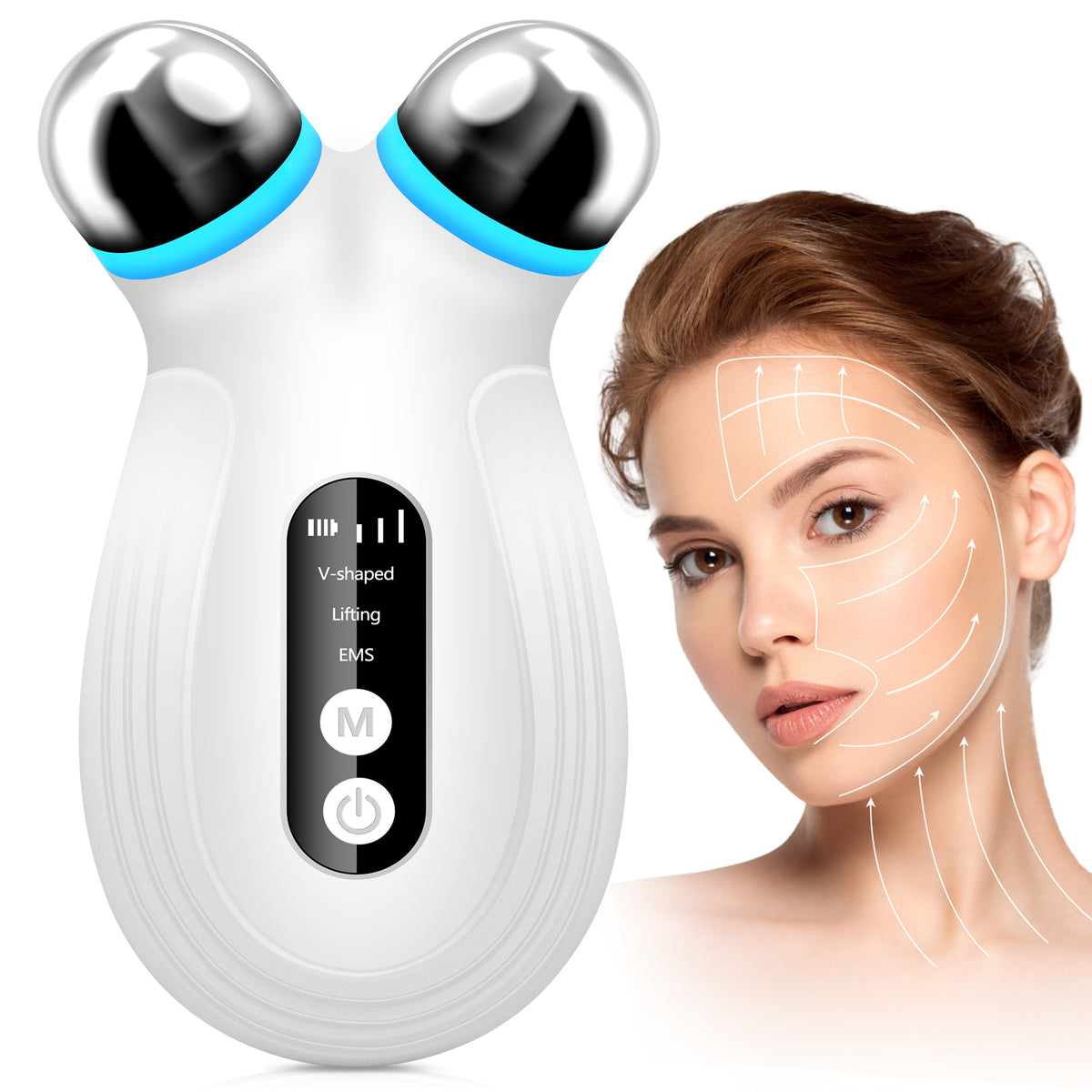 Microcurrent Facial Toning Device - LED Face Lifting & Skincare Absorption Beauty Tool