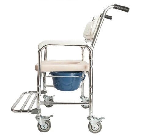 Multifunction Soft Cushion Toilet & Bath Chair – 300 lbs, Aluminum, Wheels