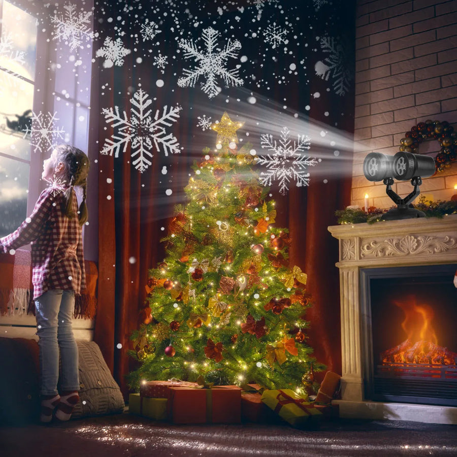 Outdoor Snowflake Christmas Projector Light - Dual-Head, IP44 Waterproof, Indoor & Outdoor