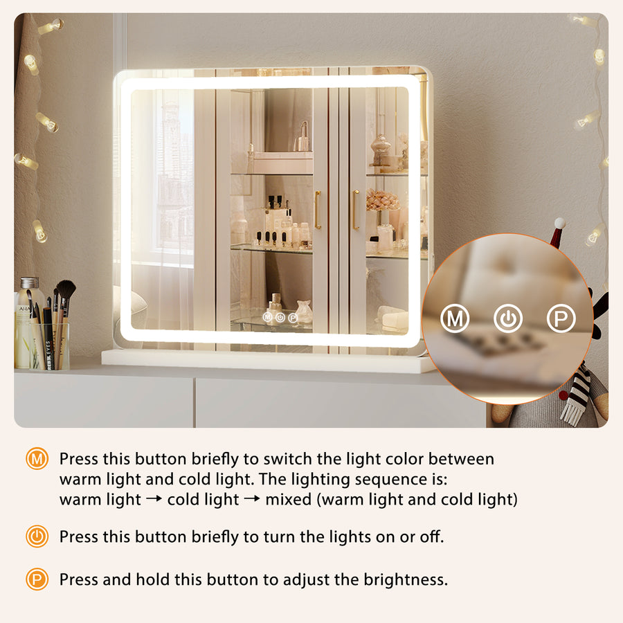 Hollywood LED Vanity Makeup Mirror with Dimmable 3 Color Modes & Touch Control