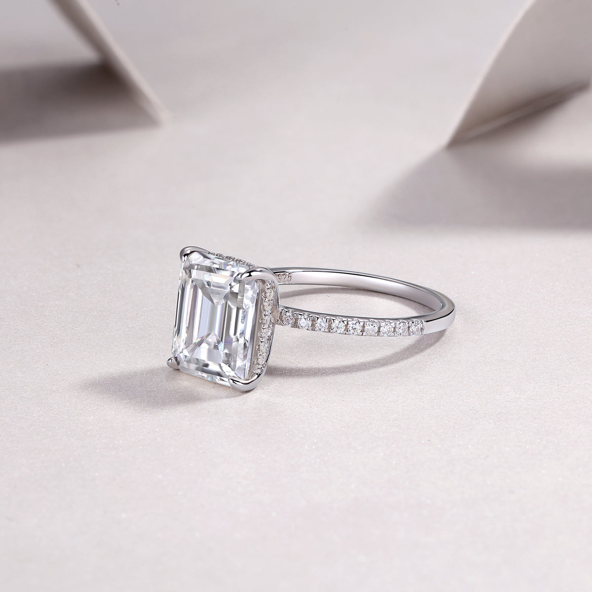 Octagon Moissanite Engagement Ring S925 Sterling Silver Bridal Wedding Ring