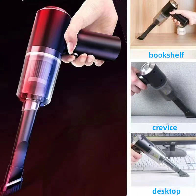 120W Mini Cordless Handheld Vacuum - Portable Rechargeable Wet & Dry Cleaner for Home & Car