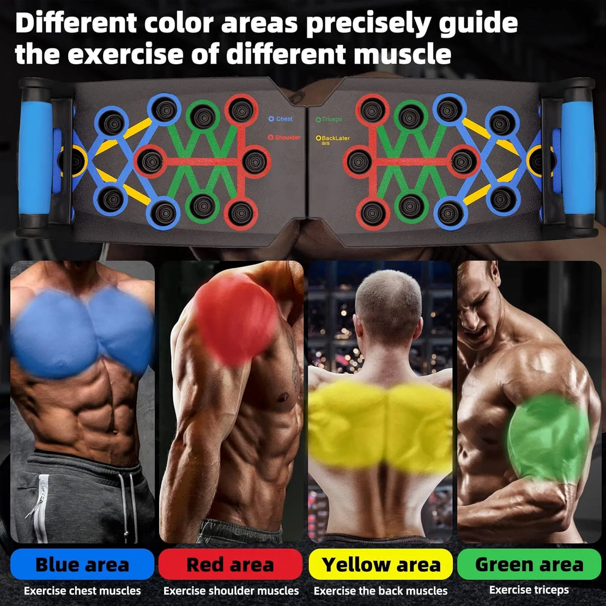 28-in-1 Foldable Push Up Board System - Color-Coded Home Gym Workout Stand with Handles