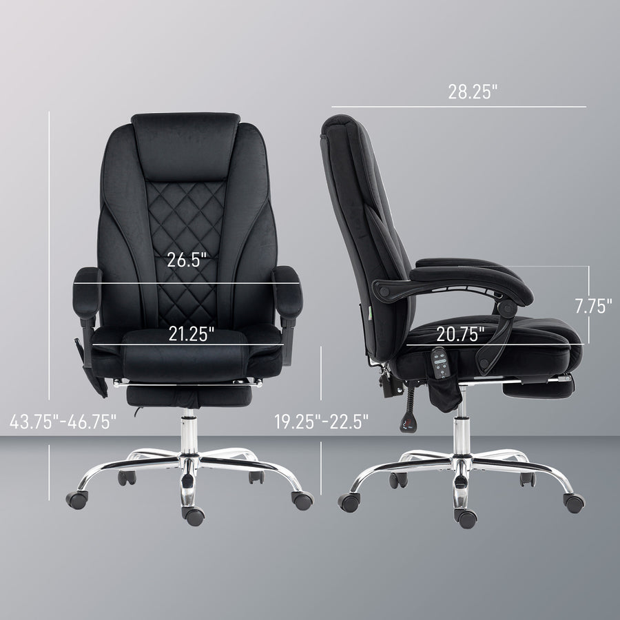 Heated Massage Office Chair – Reclining Computer Chair with Adjustable Height & Footrest, Black