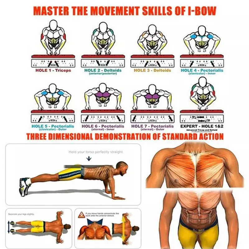 28-in-1 Foldable Push Up Board System - Color-Coded Home Gym Workout Stand with Handles
