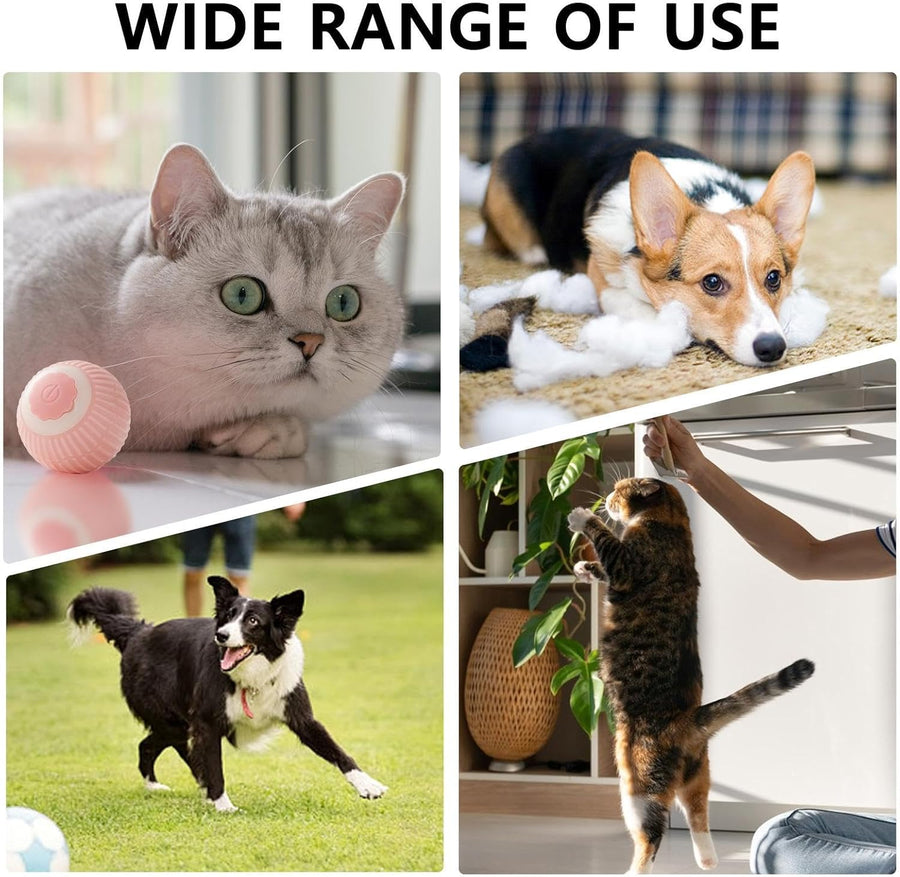 Smart Interactive Rolling Ball Toy for Cats and Dogs, Rechargeable Motion-Activated Pet Ball
