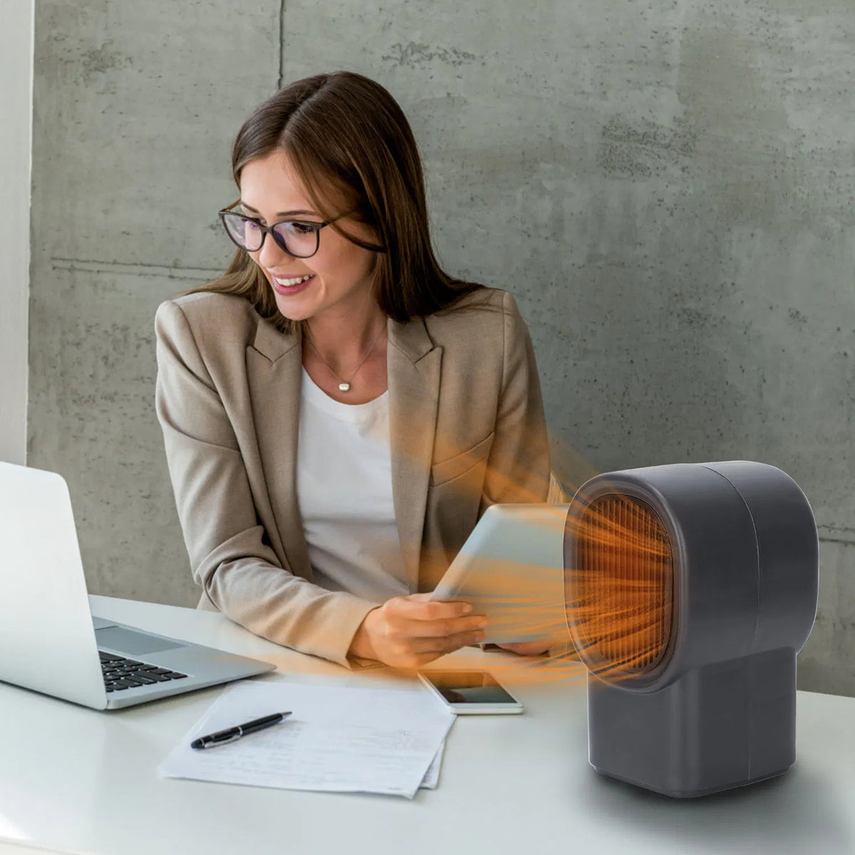 500W Mini Portable Space Heater - Fast Heating Desktop Fan Heater with Overheat Protection