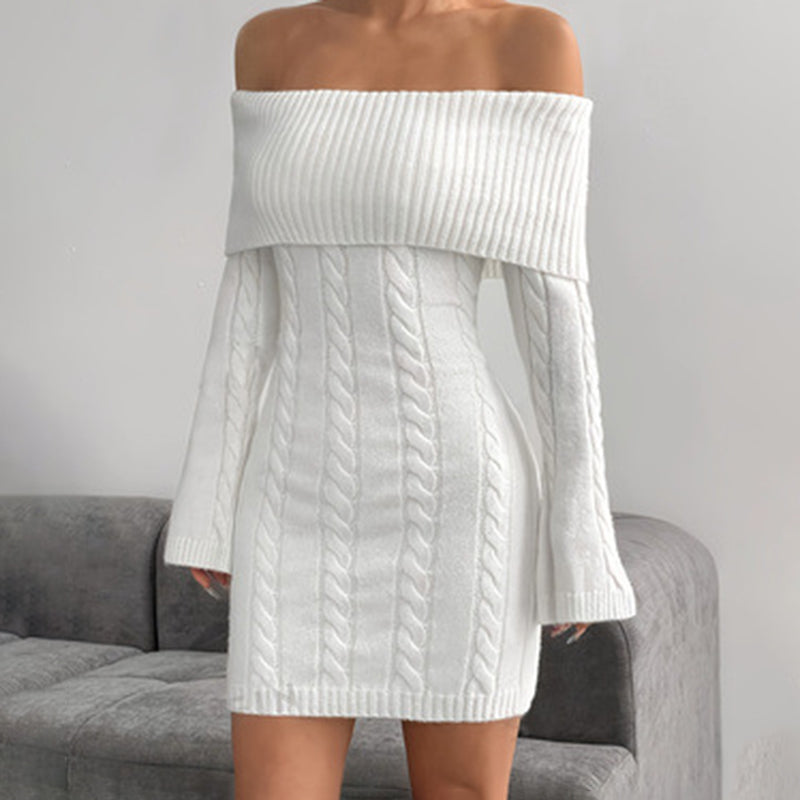 Women's Off Shoulder Long Sleeve Bodycon Mini Dress Elegant Holiday Party Dress