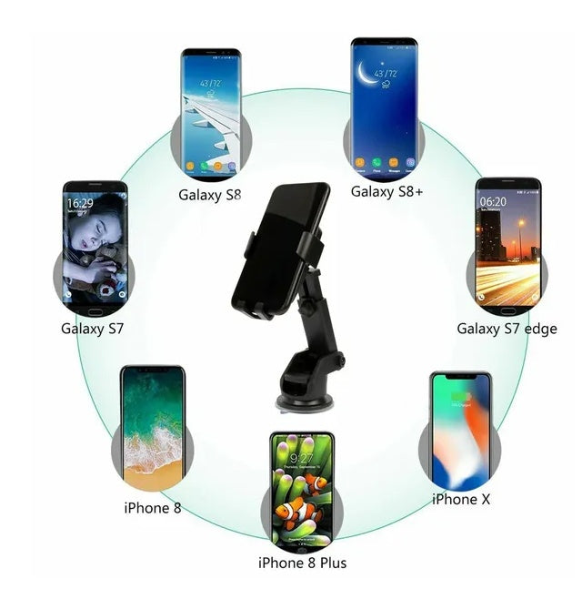 2-in-1 Qi Wireless Fast Charging Car Phone Mount Holder, Universal for Qi Phones