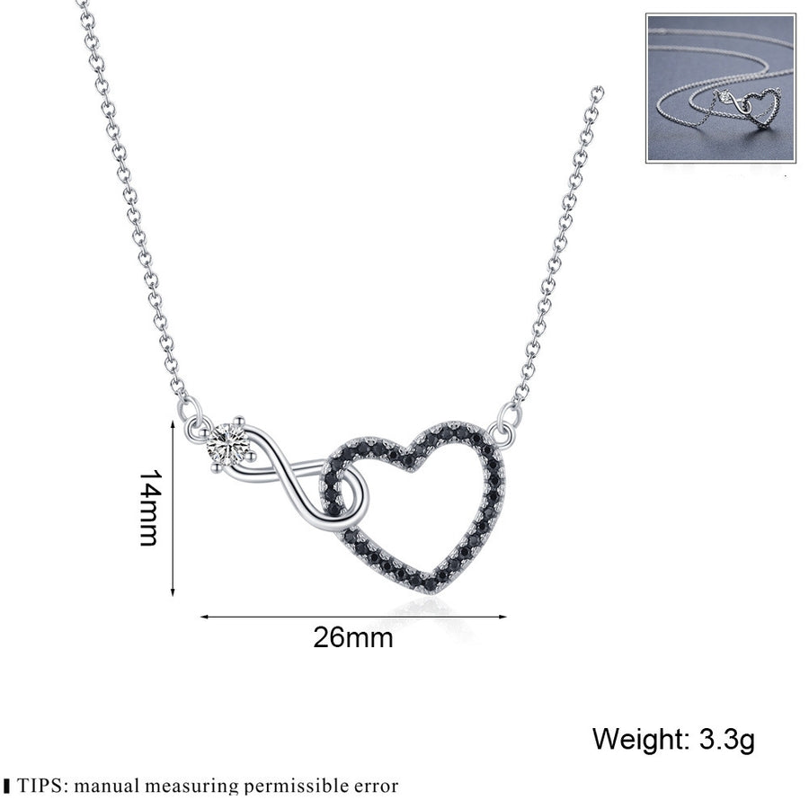 Hollow Heart Zircon Pendant Necklace for Women Sparkling Love Heart Jewelry