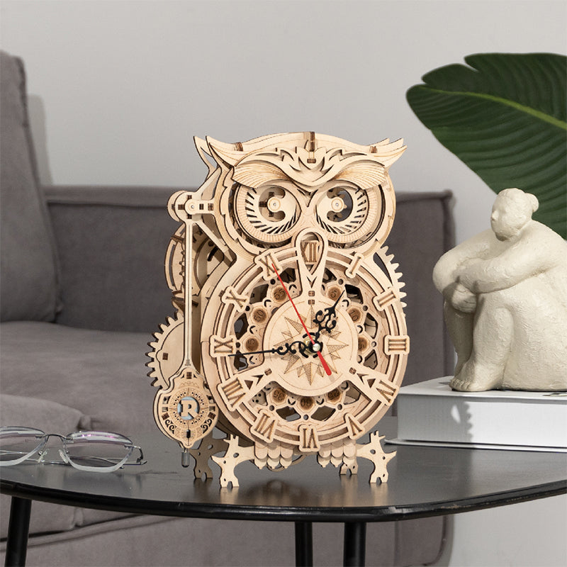 DIY Wooden Owl Clock Puzzle Kit – Nature-Inspired Timepiece Decor