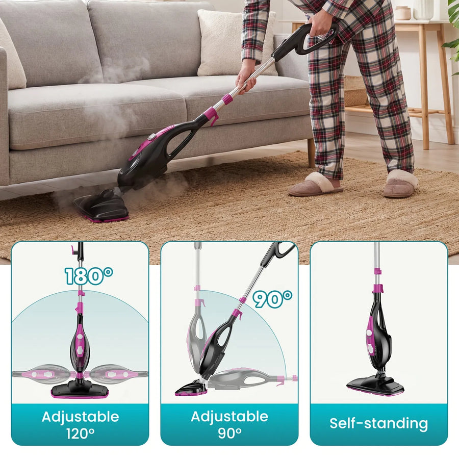 10-in-1 Steam Mop 1550W - Detachable Handheld Steam Cleaner for Hardwood, Tile & Carpet