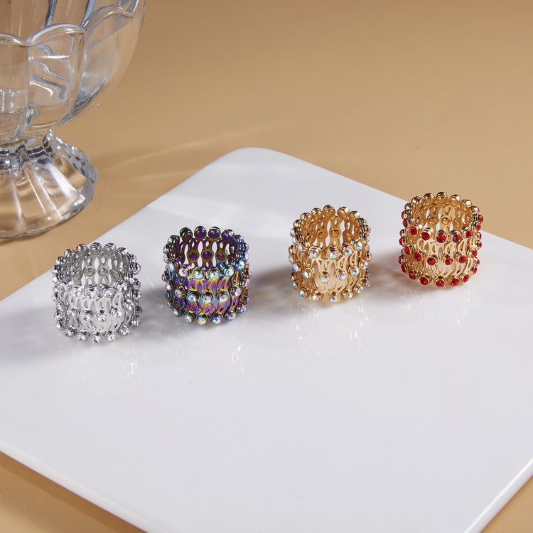2-in-1 Transforming Foldable Ring Bracelet Adjustable Telescopic Rhinestone Jewelry