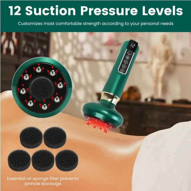 Cordless Electric Vacuum Cupping Massager - Handheld Body Suction Massage Tool