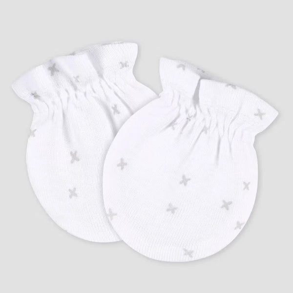 Newborn Baby Cotton Hats & Scratch Mittens Set, 3-Pack - 0-6 Months