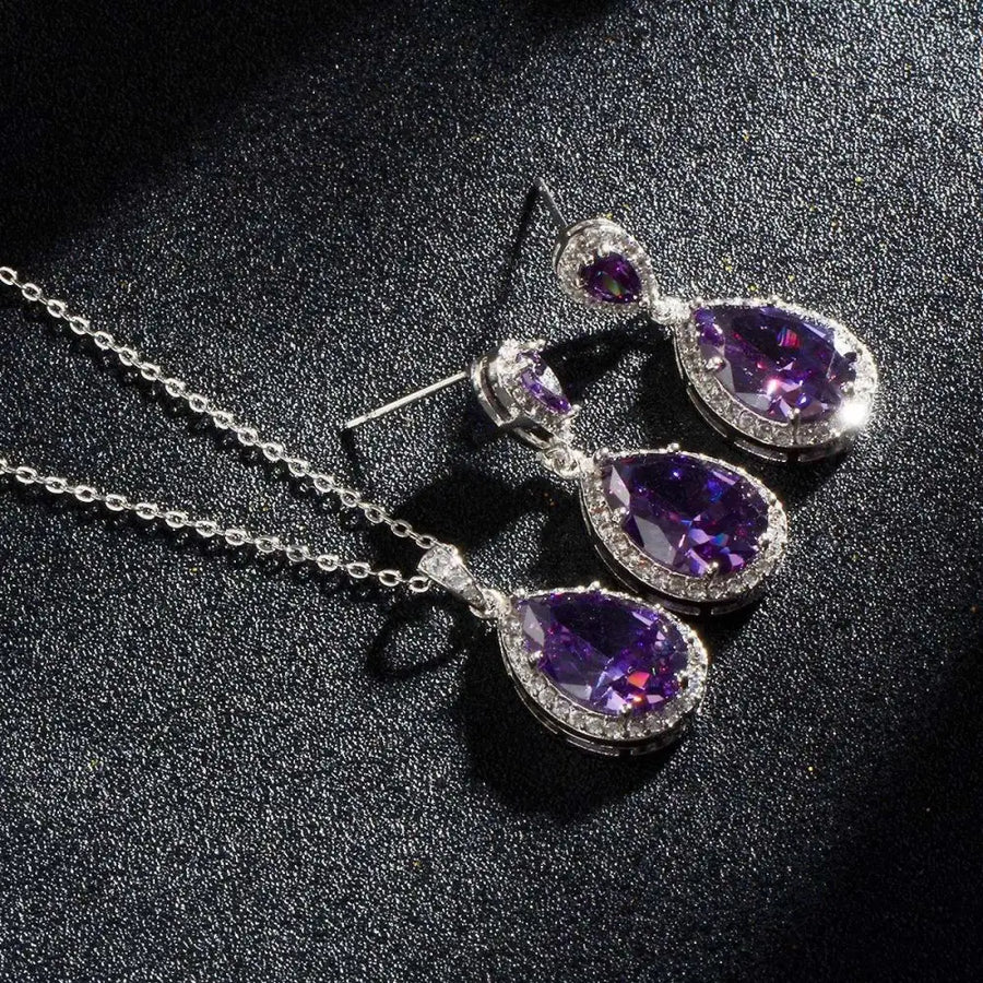 Bright Big Zircon Water Drops Jewelry Set