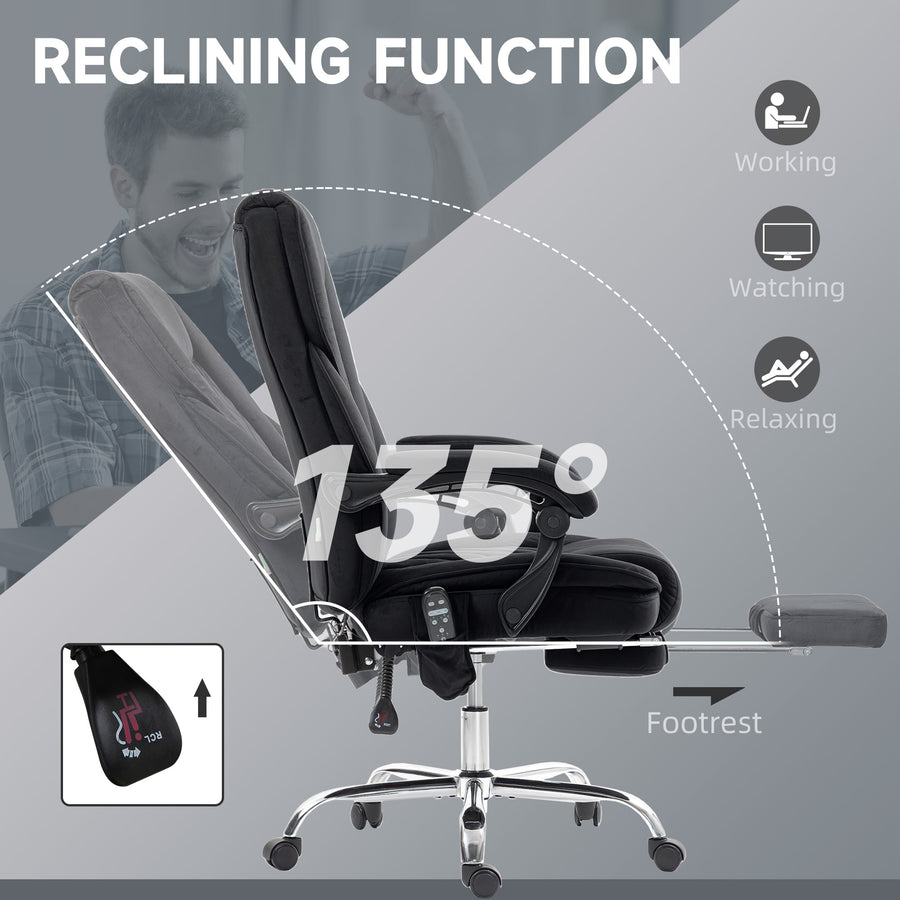 Heated Massage Office Chair – Reclining Computer Chair with Adjustable Height & Footrest, Black