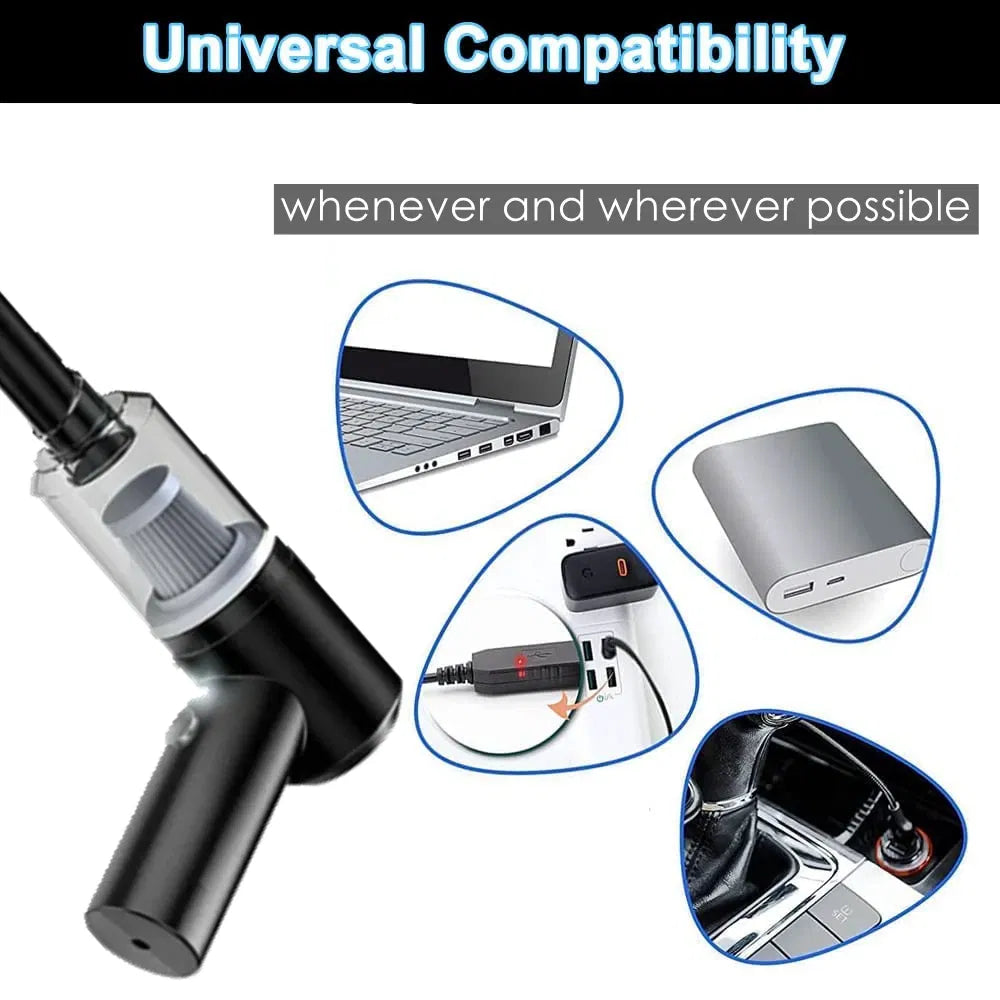 120W Mini Cordless Handheld Vacuum - Portable Rechargeable Wet & Dry Cleaner for Home & Car
