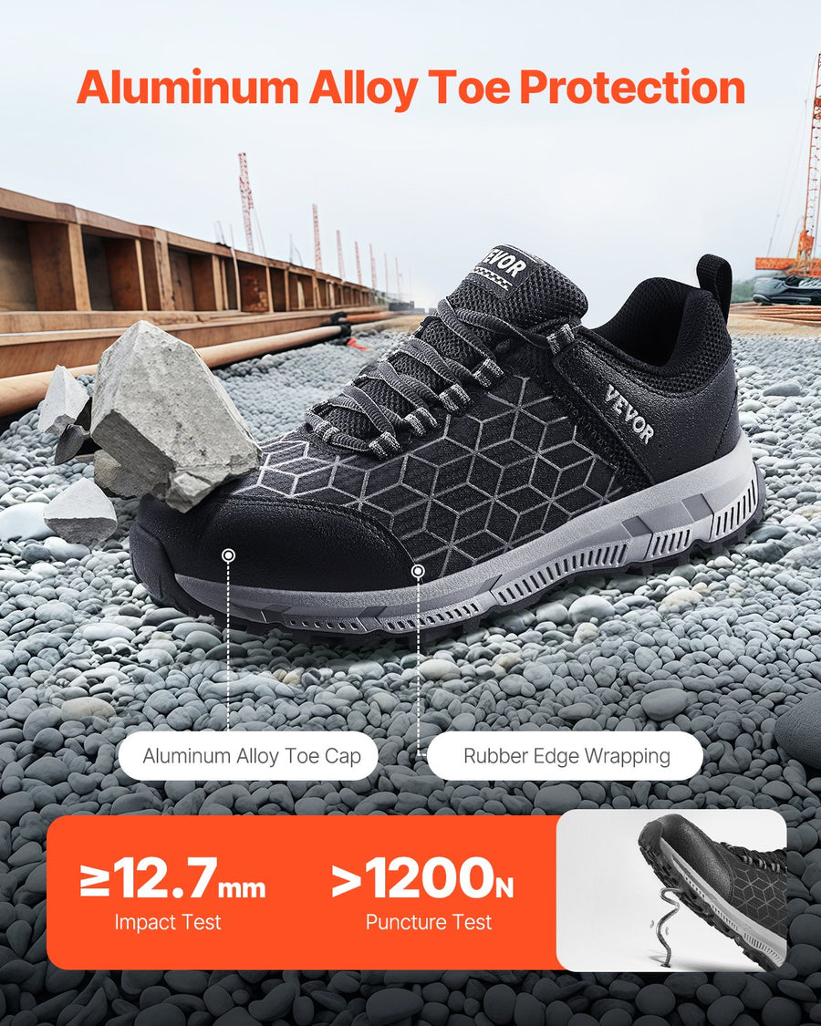 Men's Lightweight Alloy Toe Safety Work Sneakers, Slip Resistant, US Size 11