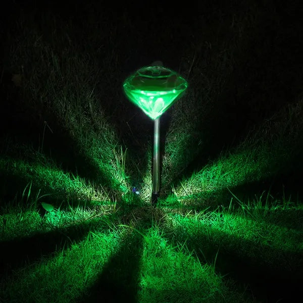 4-Pack Solar Diamond Garden Lights - 7-Color Changing Waterproof Pathway Stake Lights