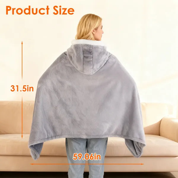 Wearable USB Heated Throw Blanket - 8-Zone Flannel Heating Wrap with 3 Heat Levels