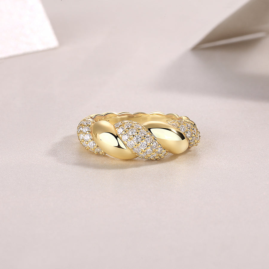 Vine Moissanite Wedding Band S925 Sterling Silver Gold-Plated Bridal Ring