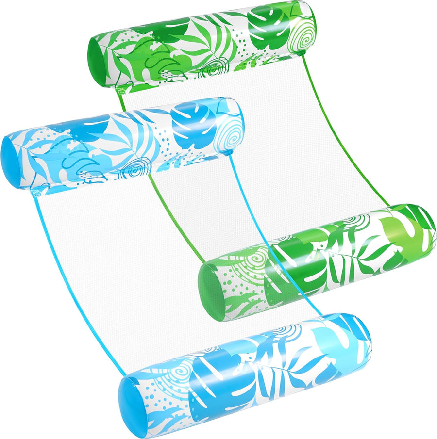 2-Pack 4-in-1 Inflatable Water Hammock Pool Floats for Adults with Air Pump