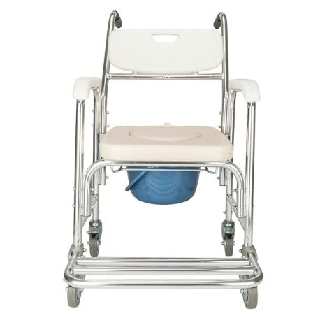Multifunction Soft Cushion Toilet & Bath Chair – 300 lbs, Aluminum, Wheels
