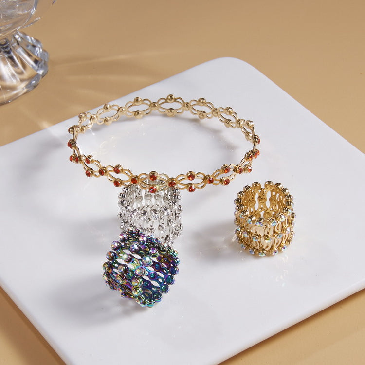 2-in-1 Transforming Foldable Ring Bracelet Adjustable Telescopic Rhinestone Jewelry