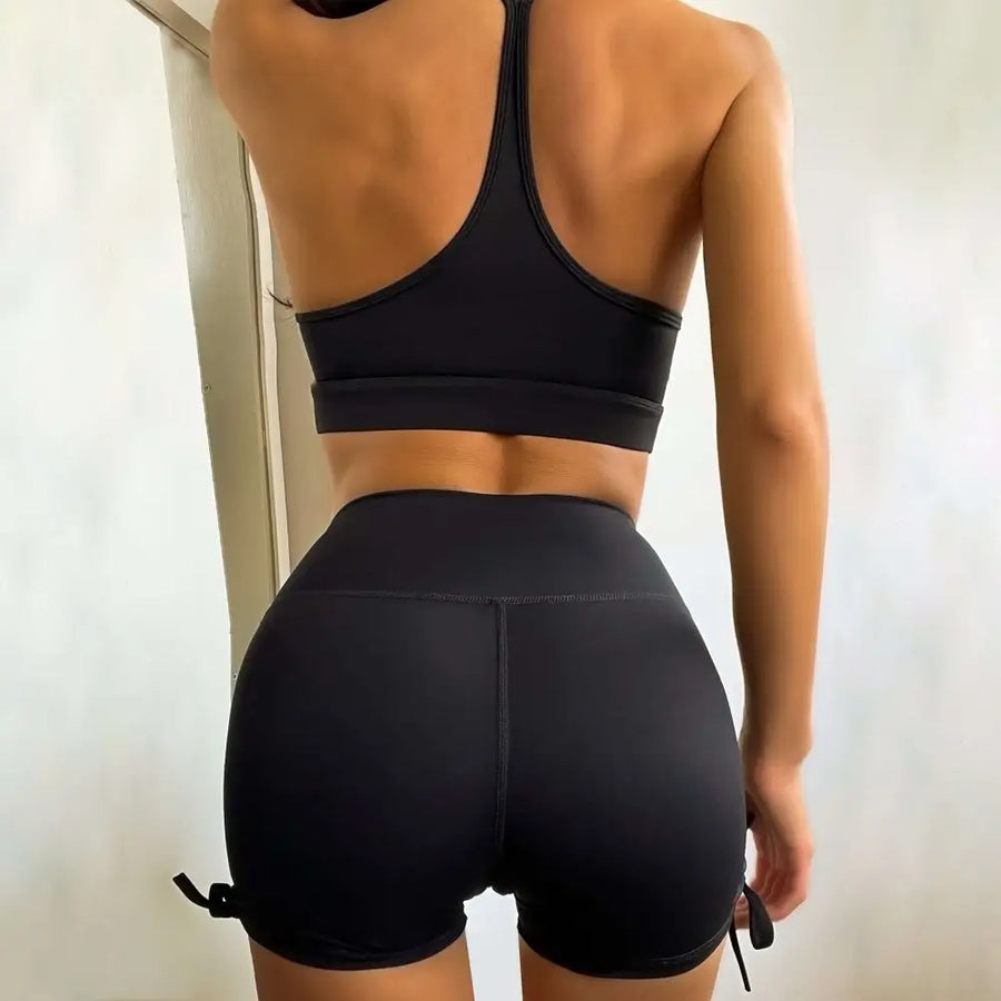 Çıplak His Uyum Bel Toplama İki Parça Yoga Seti