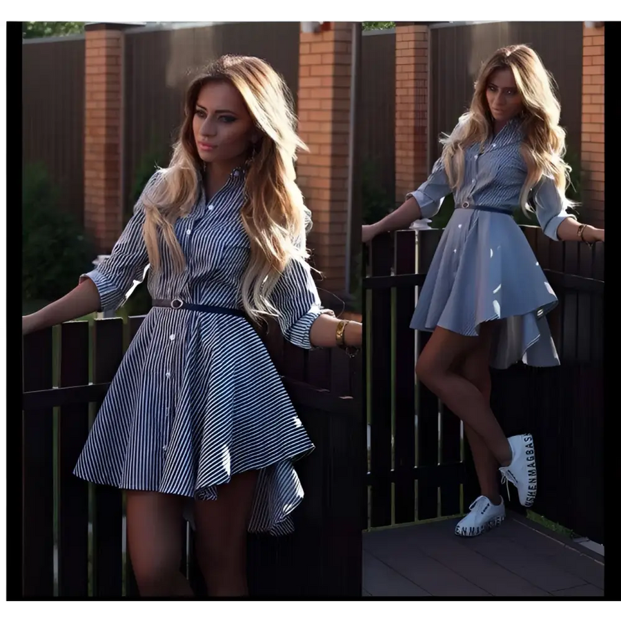 Rochie Lungă cu Mâneci pentru Femei Roz cu Dunguli Cocktail Casual