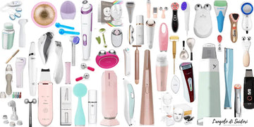 Pink and white facial device with a sleek rounded base and elongated handle from royalessencelux face skin care tools collection
