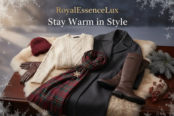 Cream-colored cable-knit sweater with classic cozy texture from royalessencelux winter collection to stay warm in style.