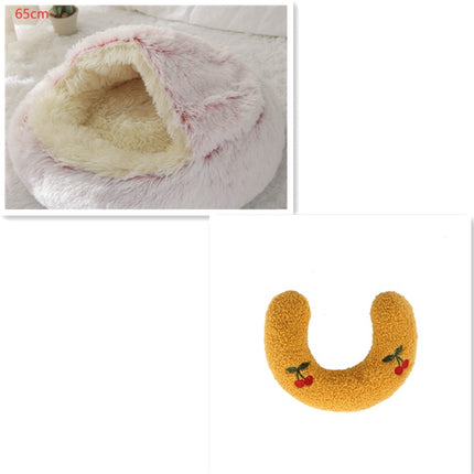 2 In 1 Dog And Cat Bed Pet Winter Bed Round Plush Warm Bed House Soft Long Plush Pets Bed Pet Products - Royalessencelux
