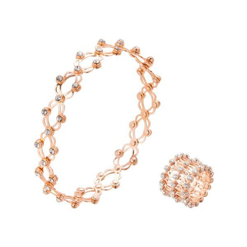 2-in-1 Transforming Foldable Ring Bracelet Adjustable Telescopic Rhinestone Jewelry