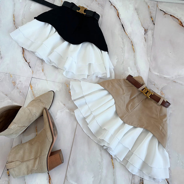 Ruffled High Waist Tiered Skirt - Royalessencelux